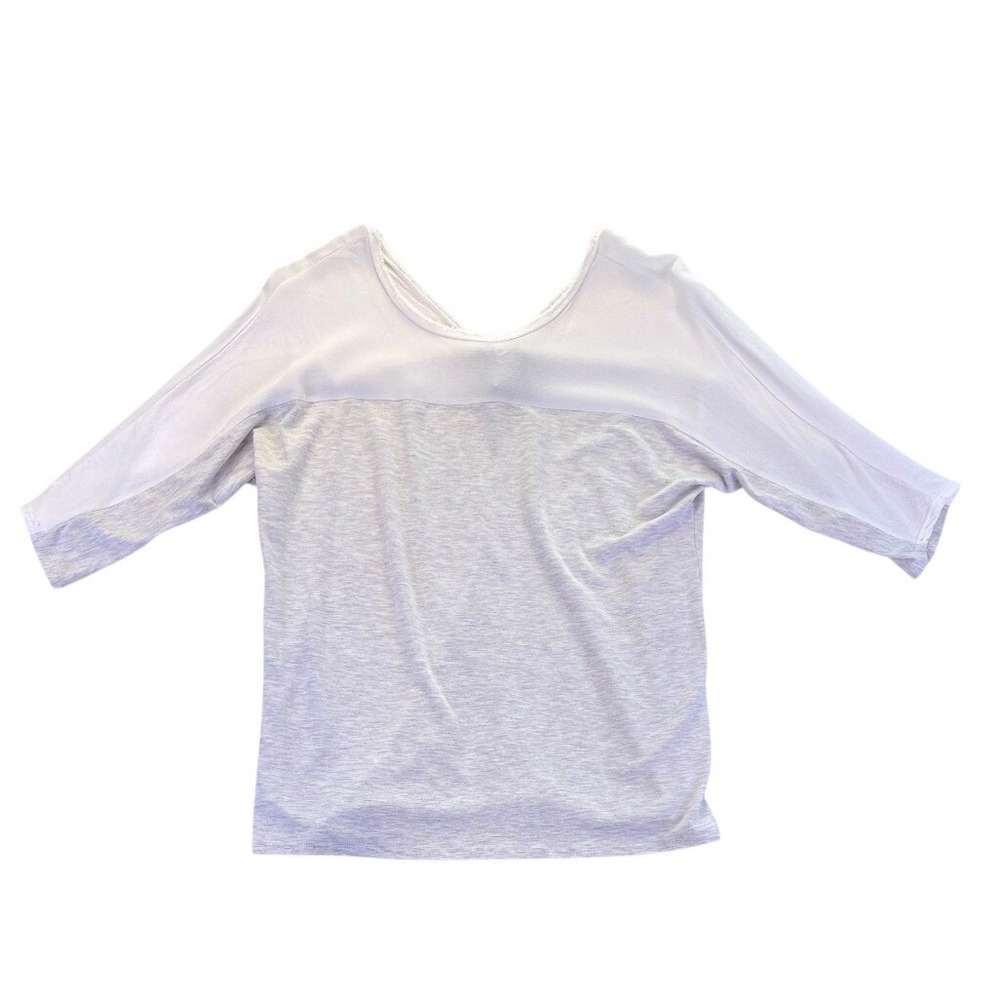 Dolan Left Coast Collection Womens Grey Sheer Mixed Media Top Size S USA Made